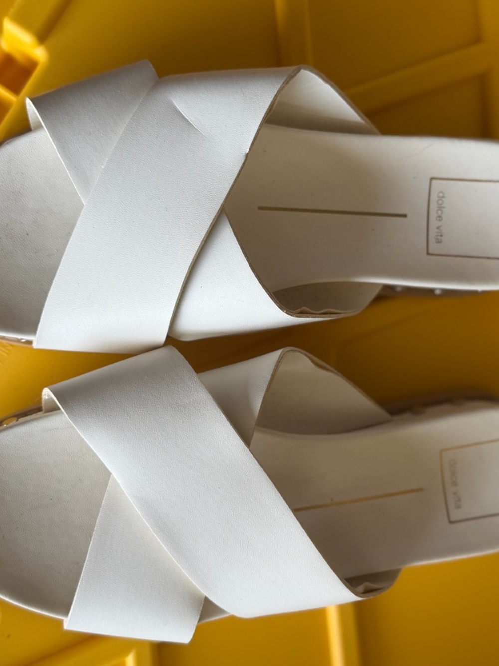 Dolce Vita White Cross-Strap Slide Sandals - Women